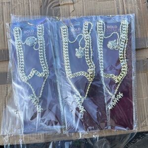 Bold Essence Mens Gold 3-Piece necklace, new